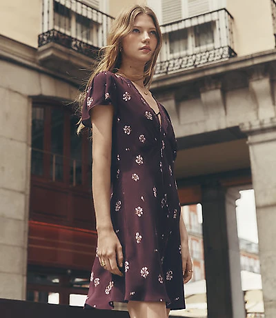 Floral Lace Trim Bias Mini Dress