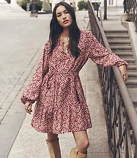 Garden Balloon Sleeve Mini Flounce Dress