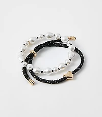Pearlized Heart Rope Bracelet Set