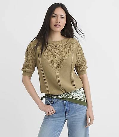 Stitchy Elbow Sleeve Sweater Tee