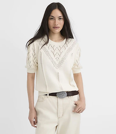 Stitchy Elbow Sleeve Sweater Tee