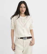 Stitchy Elbow Sleeve Sweater Tee