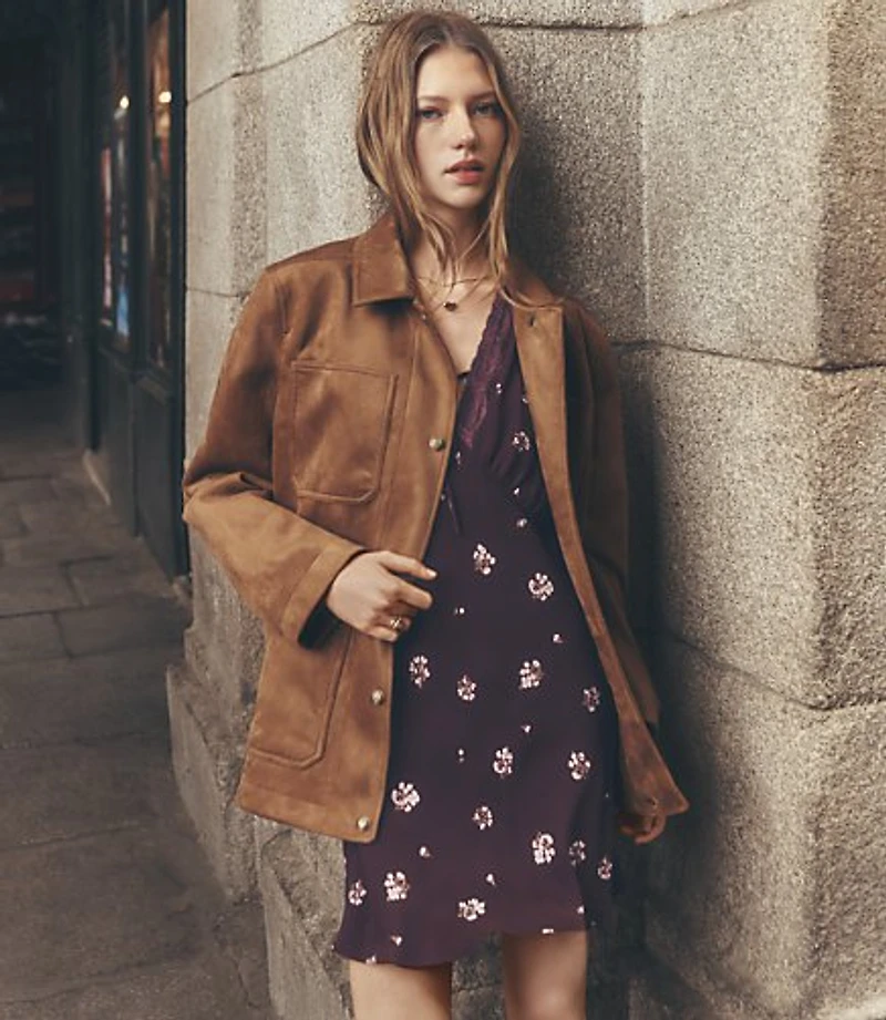 Faux Suede Oversized Jacket