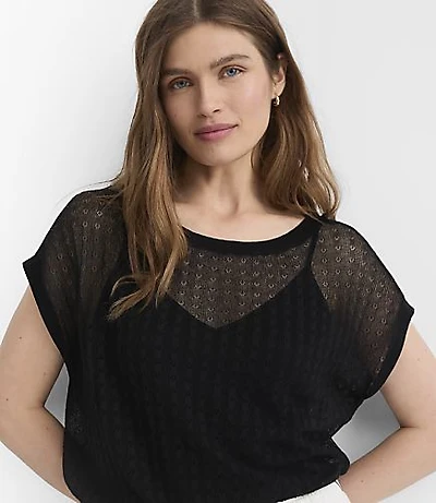 Pointelle Relaxed Wedge Sweater Tee