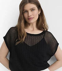 Pointelle Relaxed Wedge Sweater Tee