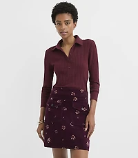 Pointelle Ribbed Polo Top