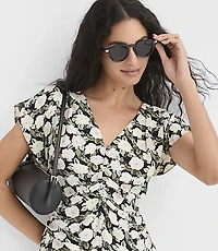 Floral Ruched Flutter Sleeve Top