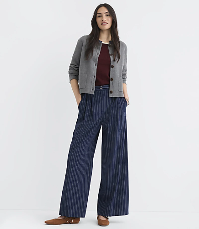 Belted Slouchy Trouser Pants Stripe