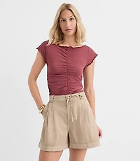Ruffle Trim Ruched Top