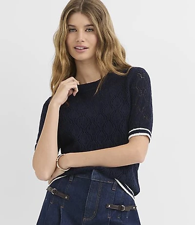 Tipped Pointelle Sweater