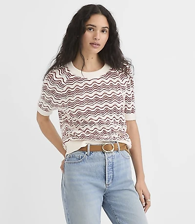 Wavy Stitch Raglan Sweater Tee
