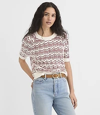 Wavy Stitch Raglan Sweater Tee