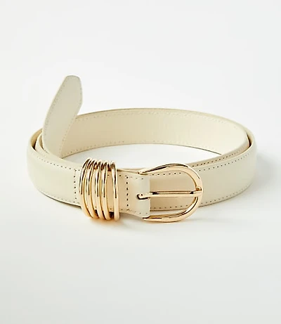 Stacked Metal Keeper Leather Belt
