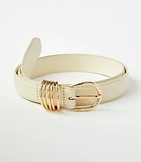 Stacked Metal Keeper Leather Belt