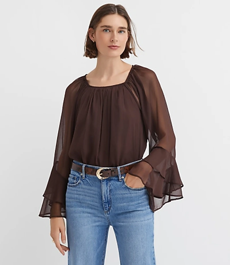 Tiered Ruffle Sleeve Blouse