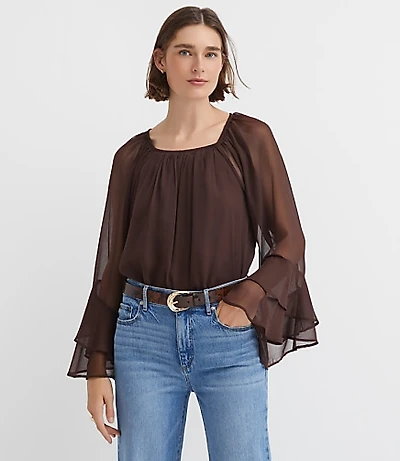 Tiered Ruffle Sleeve Blouse