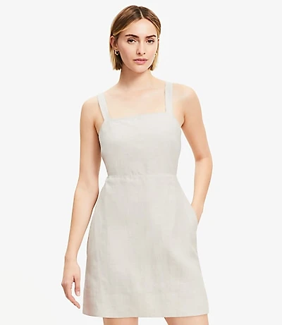 Petite Linen Cutout Back Mini Pocket Dress