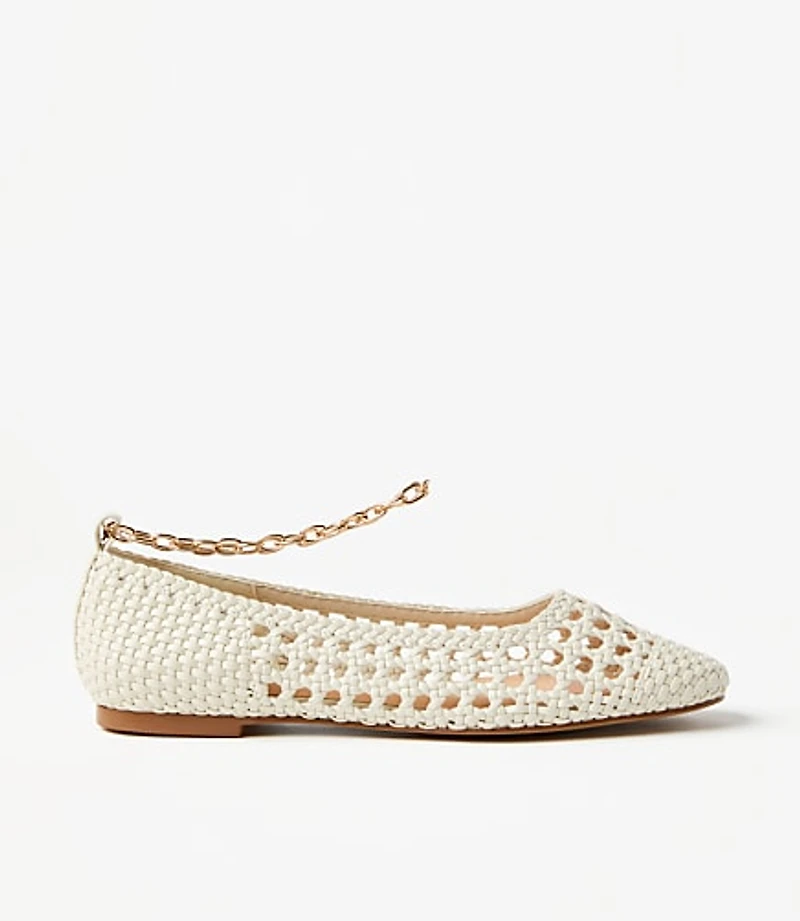 Crochet Chain Ankle Strap Ballet Flats