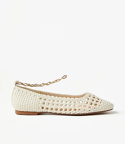 Crochet Chain Ankle Strap Ballet Flats