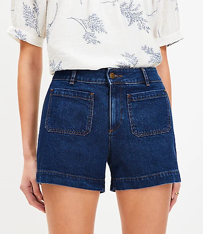 Curvy Palmer Denim Shorts in Bright Medium Stone Wash