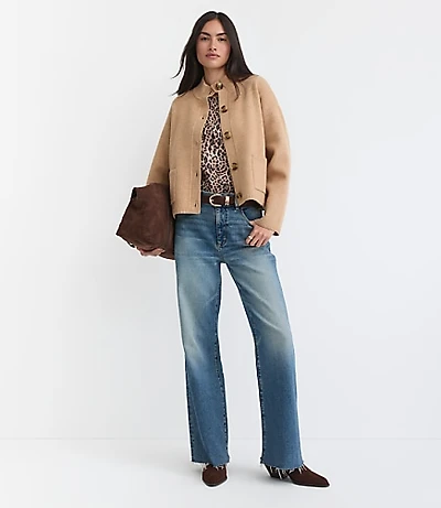 Ribbed Mock Neck Sweater Jacket