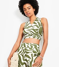 LOFT Beach Sunny Linen Blend Tie Front Top
