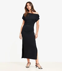 Asymmetrical Ruched Midi Dress
