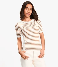 Striped Crochet Trim Sweater Tee