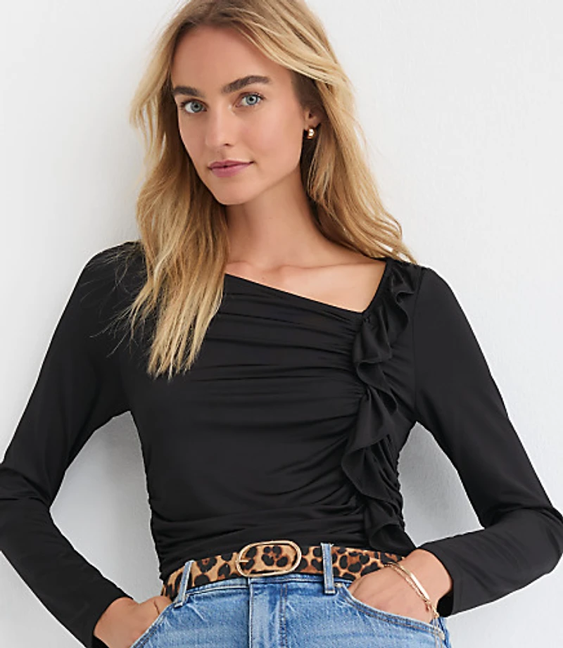 Ruffle Side Ruched Top