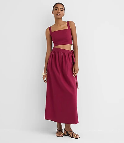 LOFT Beach Linen Cotton Maxi Wrap Skirt