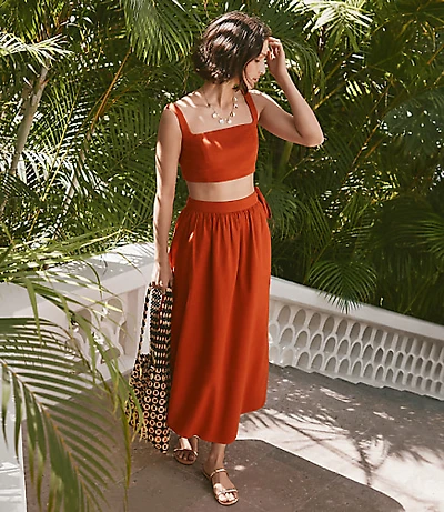 LOFT Beach Linen Cotton Maxi Wrap Skirt