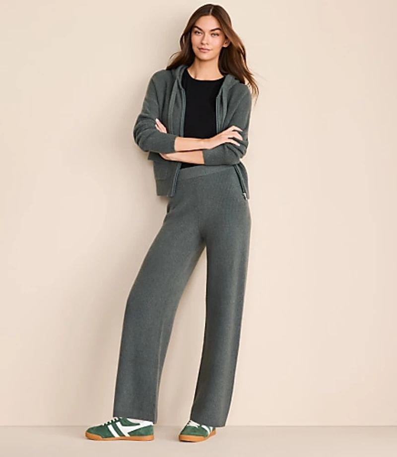 Lou & Grey Heathered Waffle Cloudstitch Wide Leg Pants