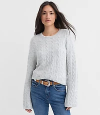 Heathered Wide Sleeve Cable Sweater
