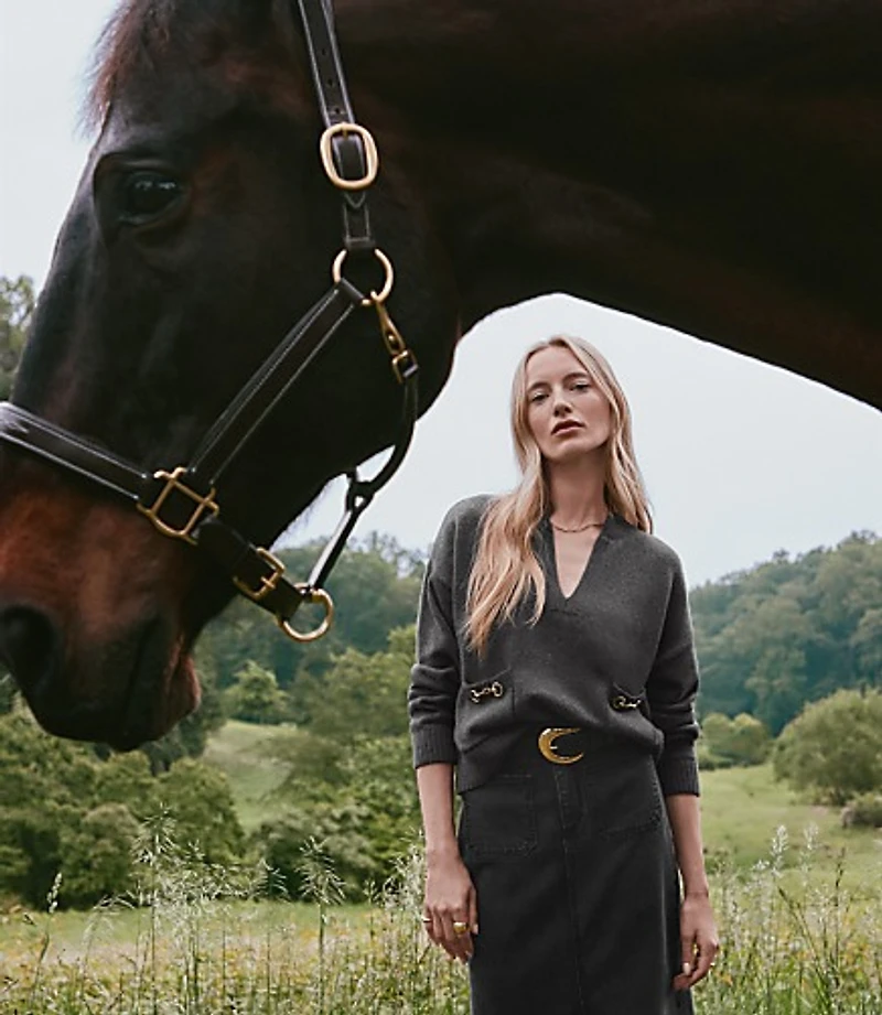Heathered Horsebit Pocket Sweater