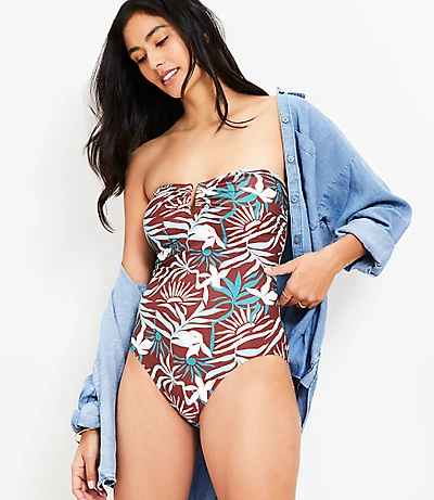 LOFT Sunset U Wire Bandeau One Piece Swimsuit