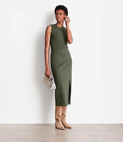 LOFT Versa Ponte Column Midi Skirt