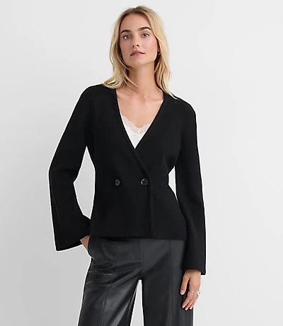 Ribbed Double Button Sweater Jacket