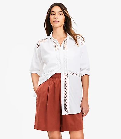 Lace Trim Everyday Oversized Shirt