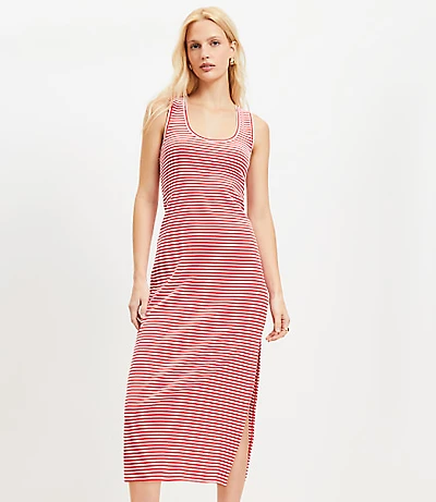 Stripe Perfect Ribbed Tank Midi Dress