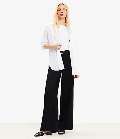 Petite Seamed Wide Leg Pants