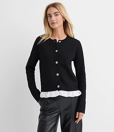 Poplin Ruffle Sweater Jacket