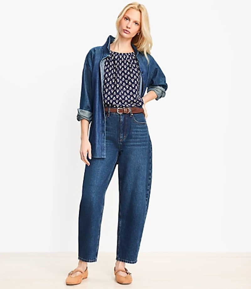 High Rise Barrel Jeans Authentic Dark Wash
