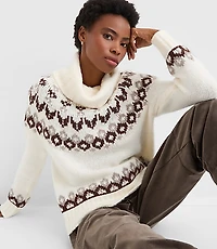 Fair Isle Cowl Neck Sweater