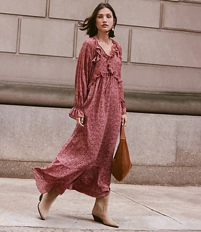 Petite Floral Ruffle Maxi Dress