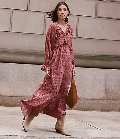 Petite Floral Ruffle Maxi Dress