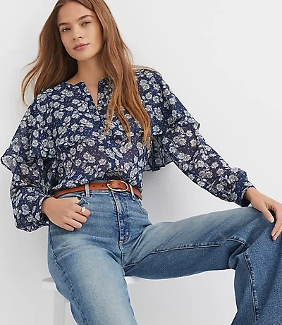 Petite Floral Cape Blouse