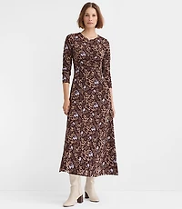 Petite Garden Ruched Bodice Midi Dress