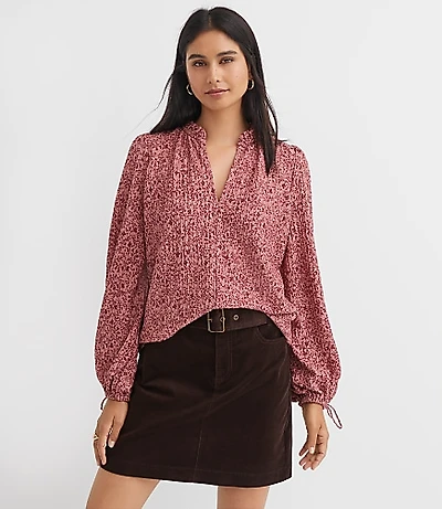 Petite Floral Ruffle Tie Cuff Top