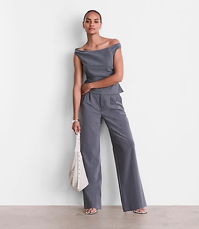 Petite LOFT Versa Seasonless Stretch Off The Shoulder Top Heather