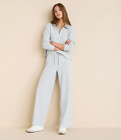 Petite Lou & Grey Heathered Upstate Waffle Wide Leg Pants